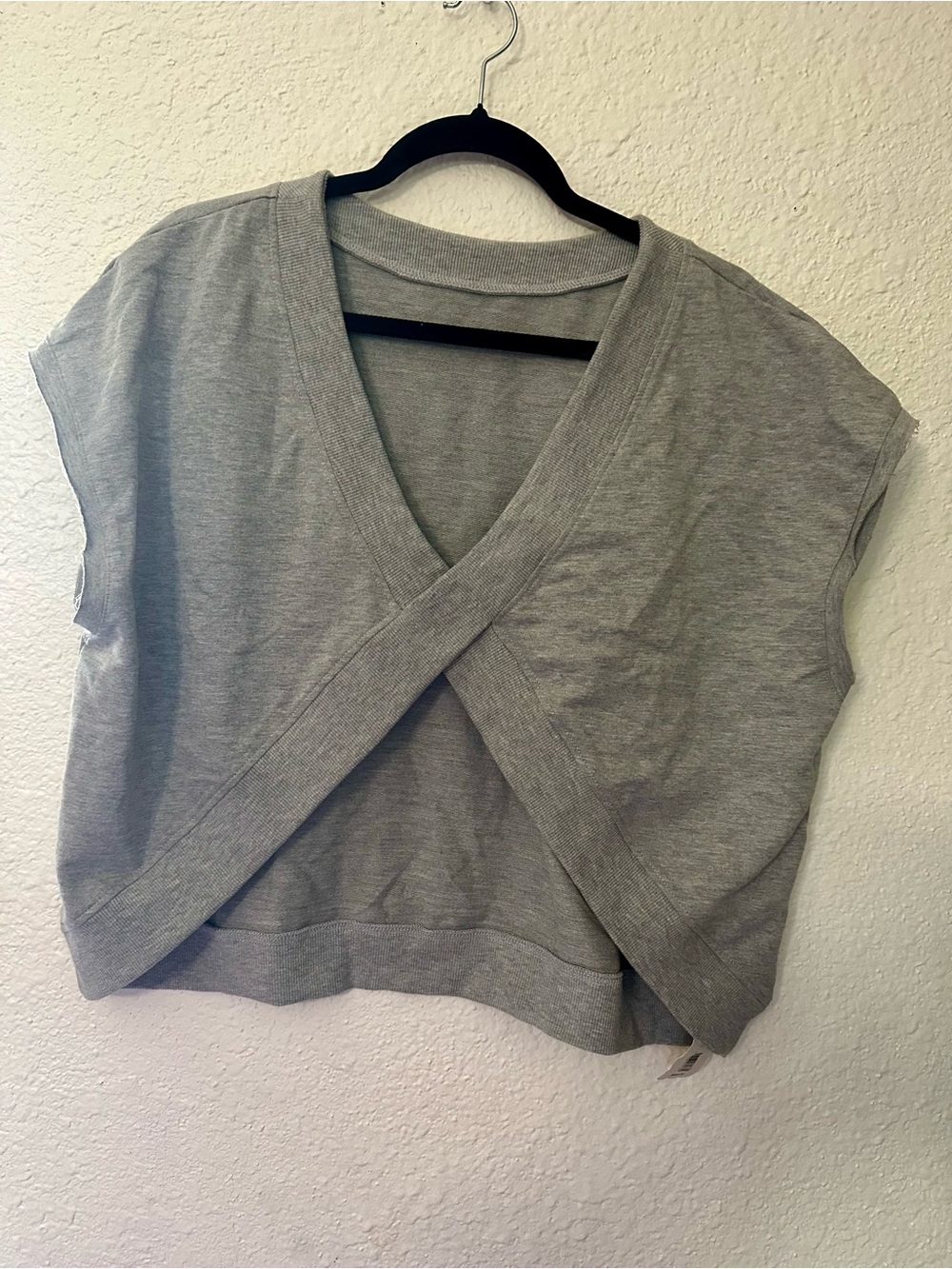 Women's Gray Cross-Front Short Sleeve Athletic Tee